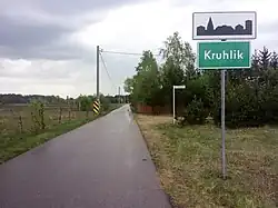 Road sign in Kruhlik