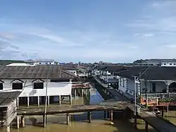 The houses on coastal intertidal area