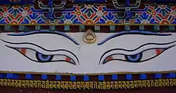Artwork on the exterior of the Kumbum in Gyantse.