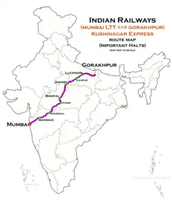 Kushinagar Express (Mumbai – Gorakhpur) route map