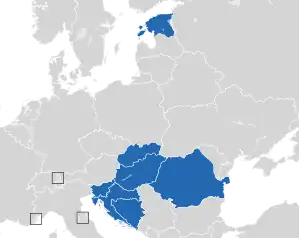 A coloured map of the countries of Europe