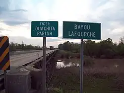 Ouachita/Richland Parish Line over Bayou Lafourche