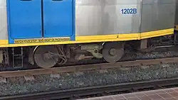 The inside-frame bogie of a 1200 class LRV.