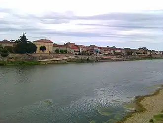 A view of the village from across the Garonne river