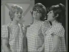 The Ladybirds performing on The Benny Hill Show in 1970. Left to right: Marian Davies, Maggie Stredder and Gloria George