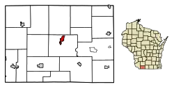 Location of Darlington in Lafayette County, Wisconsin.