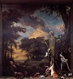 Landscape with Huntsman and Dead Game (1697), oil on canvas, 344 x 323 cm., Scottish National Gallery