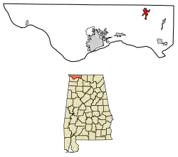 Location of Lexington in Lauderdale County, Alabama.