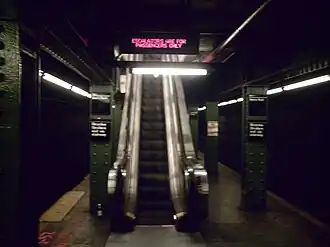 Exit-only escalator from the BMT platform, permanently closed and removed