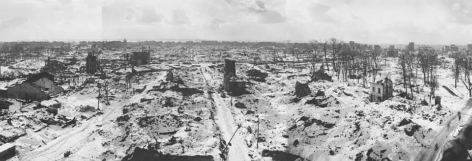 The center of Le Havre destroyed by bombing in 1944