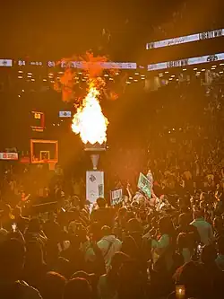 Pyrotechnics on display at Barclays Center during the WNBA Playoffs.