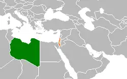 Map indicating locations of Libya and Israel