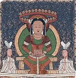 Reconstruction of the Light Maiden image on the Manichaean banner "MIK III 6286"