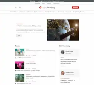 Screenshot of Light Reading website showing Featured Story, with Latest News and Commentary sections below it