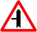 Junction with minor road (from the left) (also used )