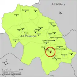 Location of Geldo in Alto Palancia.