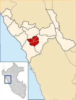 Location of Julcán in La Libertad Region