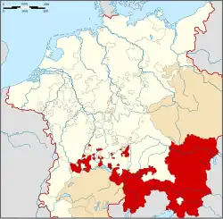Map indicating the Austrian Circle of the Holy Roman Empire