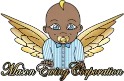 Baby Madison puts his hands on the name of the company, he have golden wings.