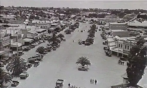 Lonsdale Street from Dandenong Town Hall tower in 1938