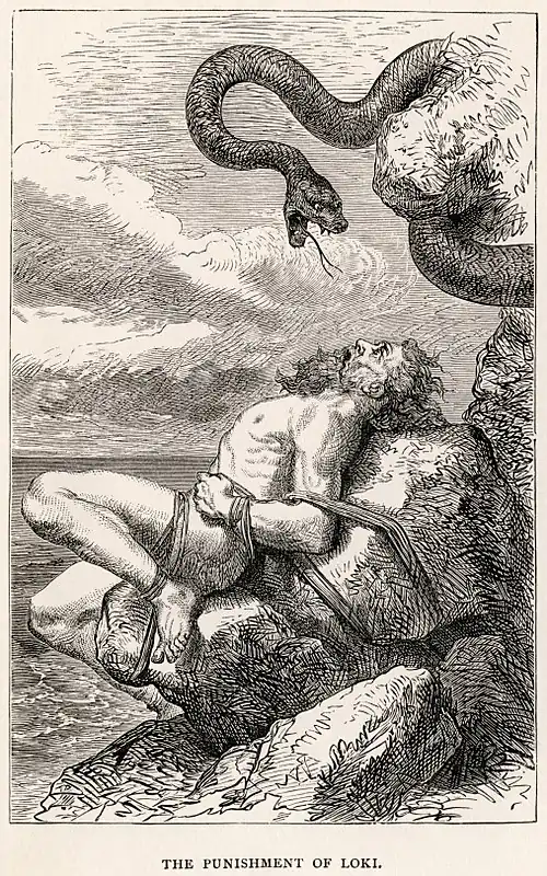 Image 22The Punishment of Loki, by Louis Huard (edited by Adam Cuerden) (from Wikipedia:Featured pictures/Culture, entertainment, and lifestyle/Religion and mythology)
