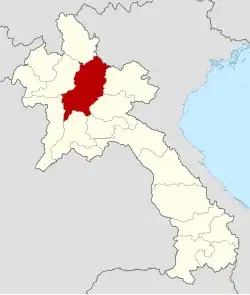 Map showing location of Luang Prabang province in Laos