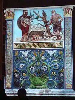 Polychrome Roman rinceau in an arabesque on the Ara Pacis, Rome, unknown architect and sculptors, 13-9 BC[7]