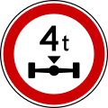 Maximum weight per axle