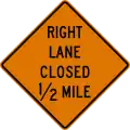 CW20-5R Right lane closed (distance) ahead