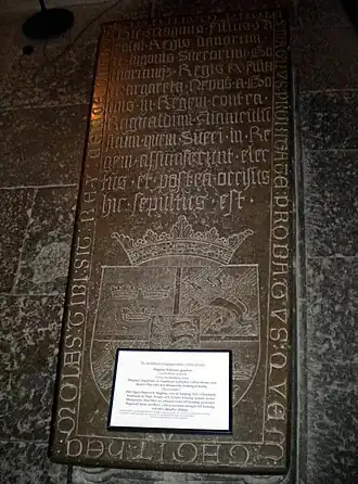 Grave identified by Rasmus as Magnus, the son of king Niels of Denmark, and grandson of king Inge through his daughter Margareta.