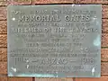 ANZAC Range Memorial Gates WWI Plaque