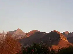 View of mountains in the evening
