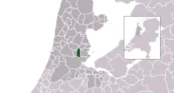 Highlighted position of Landsmeer in a municipal map of North Holland