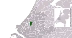 Highlighted position of Pijnacker-Nootdorp in a municipal map of South Holland