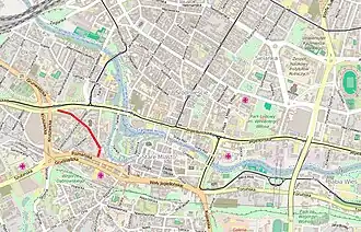 Location of the street in downtown Bydgoszcz