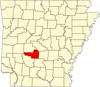 Map of Arkansas highlighting Hot Spring County
