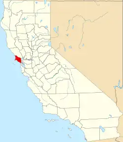State map highlighting Marin County