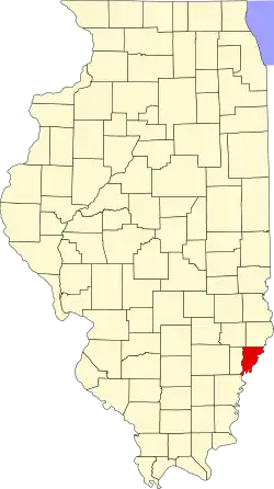 State map highlighting Wabash County
