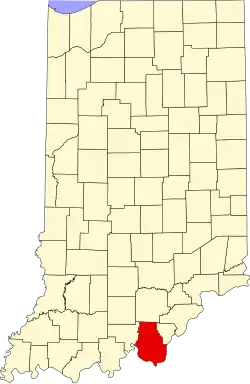 State map highlighting Harrison County