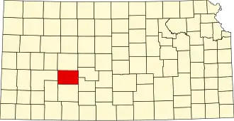 Map of Kansas highlighting Hodgeman County