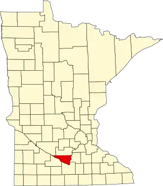 State map highlighting Nicollet County
