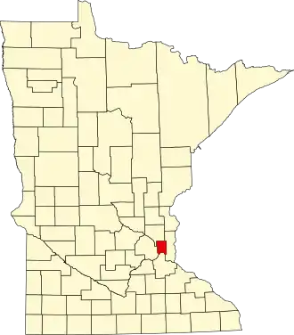 State map highlighting Ramsey County