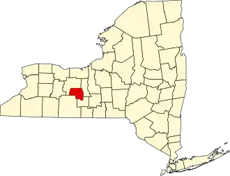 Map of New York highlighting Yates County