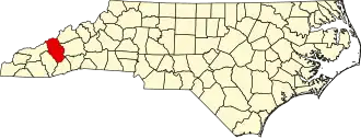 State map highlighting Haywood County