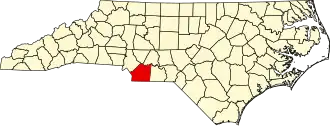Map of North Carolina highlighting Union County