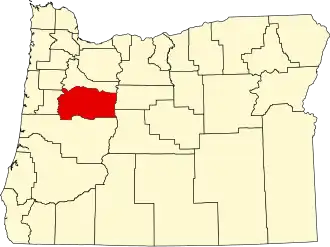 State map highlighting Linn County