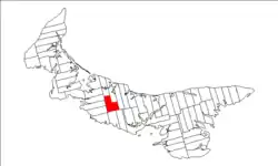 Map of Prince Edward Island highlighting Lot 67