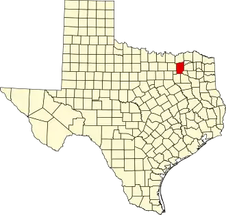 State map highlighting Hunt County