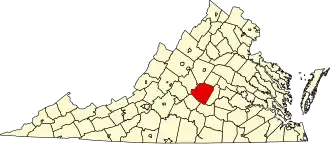 State map highlighting Buckingham County