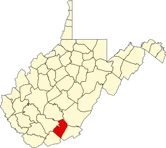 Map of West Virginia highlighting Summers County
